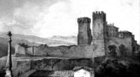 L'Arbresle - Chateau - Vue (detail), vers 1840, lithographie de Jules Coignet